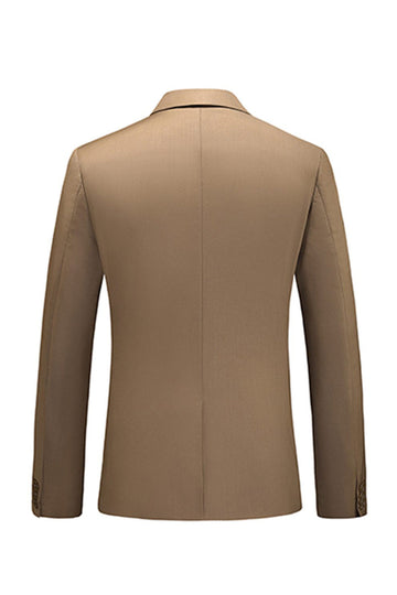 Khaki Double Breasted Notched Lapel 3-częściowe garnitury męskie